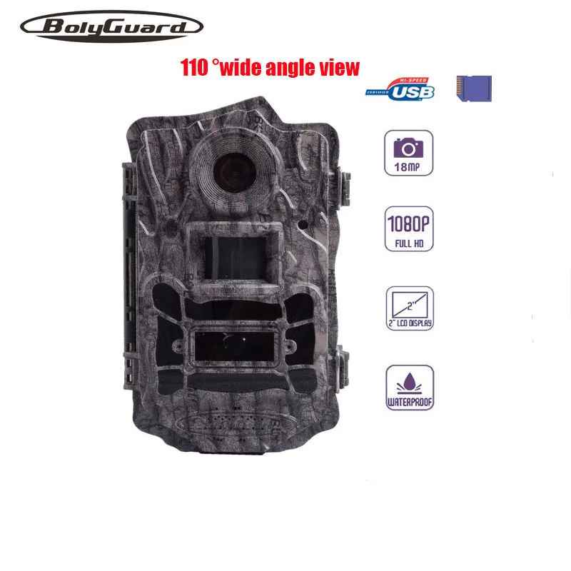 Bolyguard PhotoTrap Камера 18MP ночь 1080 P chasse дикой природы пробный охоты Камера 120 градусов черный ИК Широкий формат Водонепроницаемый видео