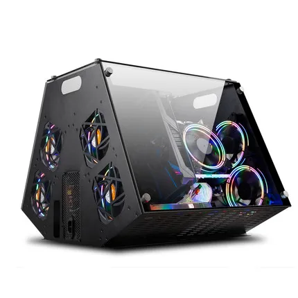 Double engine DIY стальной чехол для компьютера matx прозрачное стекло настольное шасси коробка Micro ATX Hands-on сборка для геймеров части ПК - Цвет: Double engine