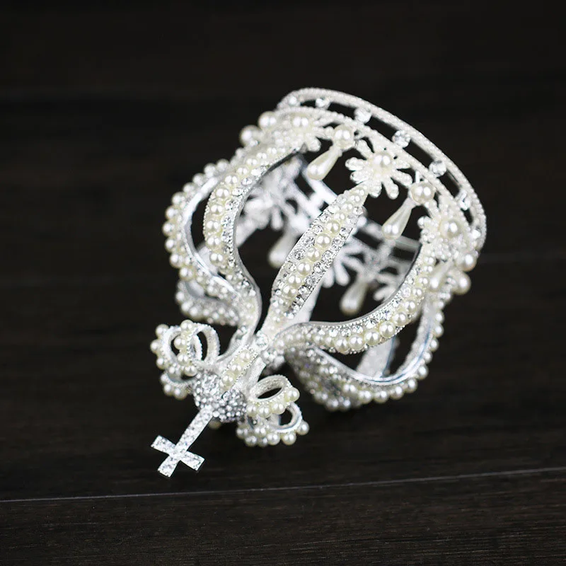 FORSEVEN винтажные золотистые/Серебристые цветные круглые королевские короны