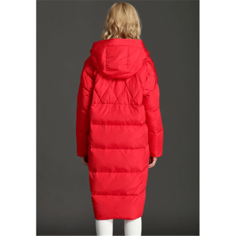 Женское зимнее пуховое пальто с воротником-стойкой однотонная теплая верхняя
