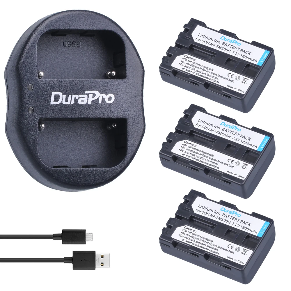 3 шт. NP FM500H литий ионная аккумуляторная батарея + USB двойное зарядное устройство