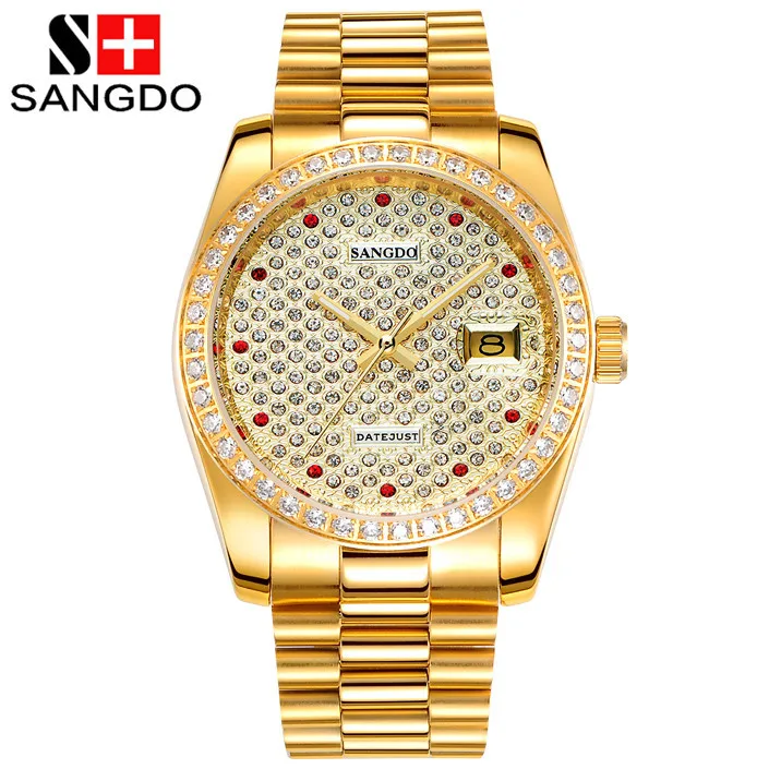 Часы SANGDO мужские из нержавеющей стали автоматические механические с сапфировым