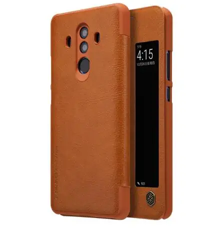 Для HUAWEI Mate 10 Pro 6," чехол NILLKIN Qin серии бумажник флип чехол для Huawei Mate 10 Pro Флип кожаный чехол для телефона - Цвет: Коричневый