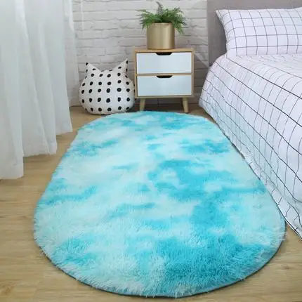 4 Nordic bedroom oval bedside carpet living room sofa coffee table mat floor room plush rug not lint non-fading non-slip blanket - Цвет: 4