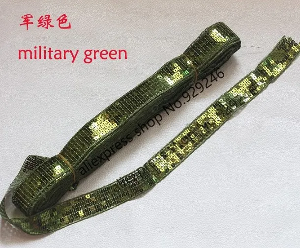 military green 16 ярдов/партия 5 строк квадратная лента с блестками кружева для танцевального костюма украшения серые Блестки для сценические наряды Аксессуары для платья - Цвет: military green