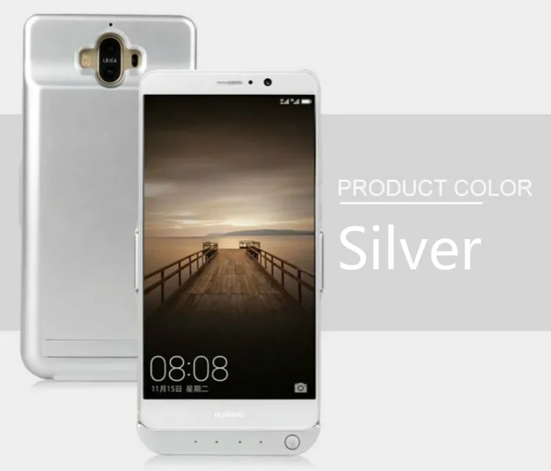 Silver Великолепный 10000 mah Запасной внешний аккумулятор зарядное устройство чехол для Huawei Mate 9 портативный резервный банк питания чехол - Цвет: Silver