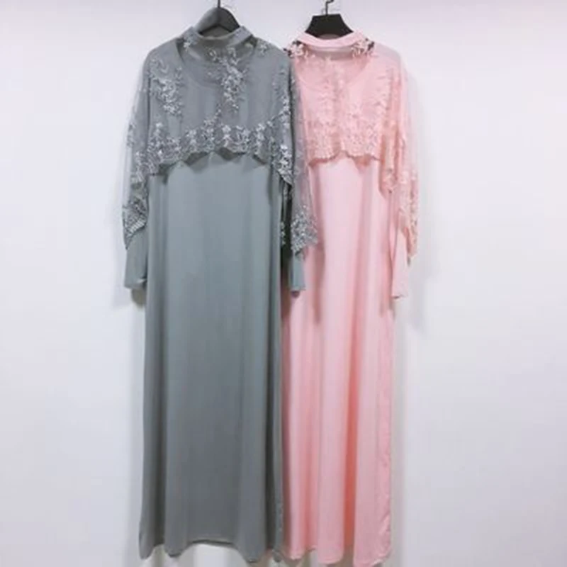 Исламская одежда Дубай мусульманское длинное кружевное платье женское с