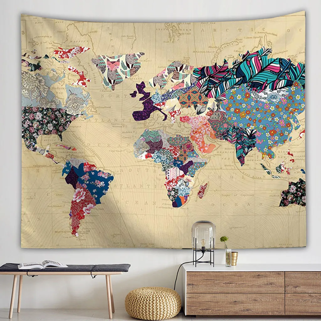 Великолепный узор карта мира настенный гобелен хиппи бохе пляжное полотенце