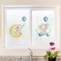 cartoon baby elephant static window film custom glass sticker stained privacy non adhesive frosted door home decorative pvc film