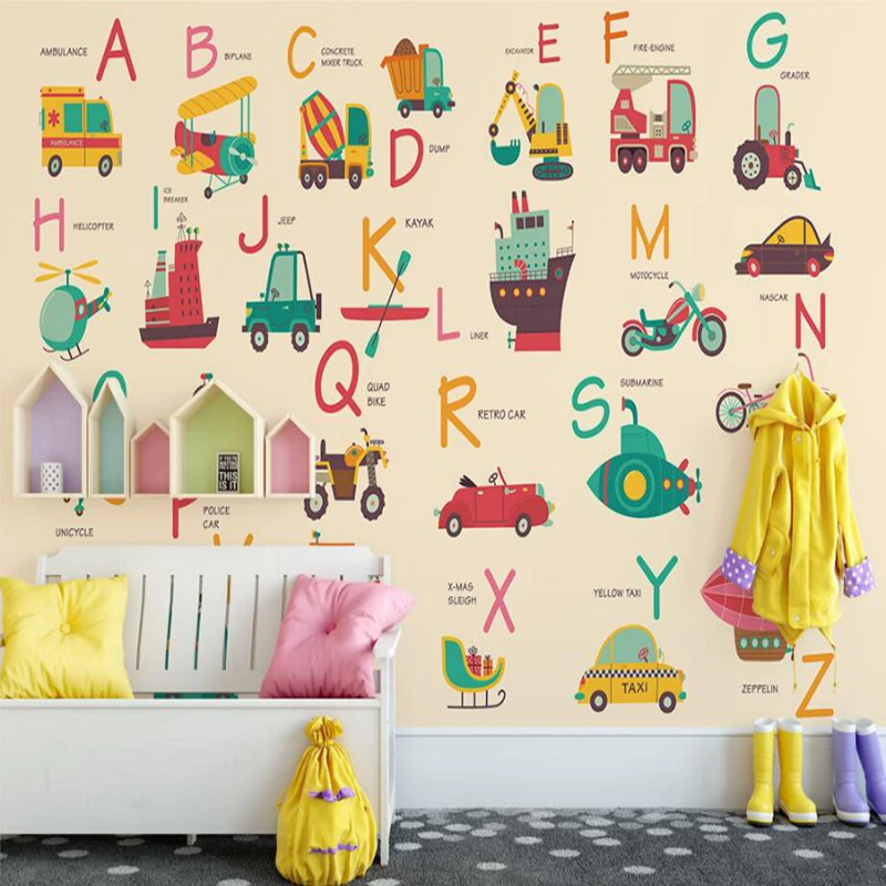 

YOUMAN 3d Modern Custom Photo Wallpaper 26 Letter Theme Children's Room Wall Papers Photo Wallpaper Embossed Non-Woven Mural Art
