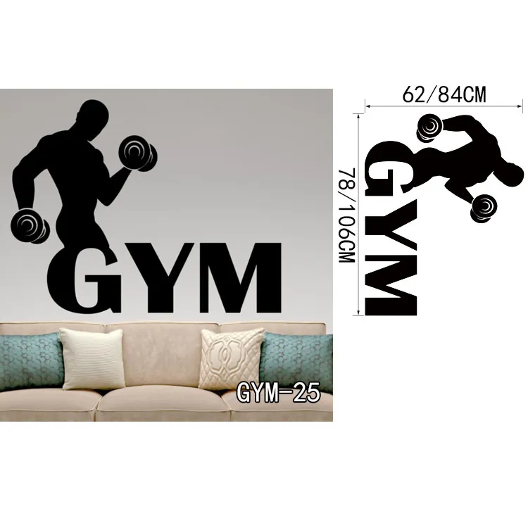 GYM25 Обои для спортзала мальчик или девочка спальня фитнес Настенная Наклейка в тренажерный зал виниловая наклейка на стену Спорт домашний декор - Цвет: GYM25