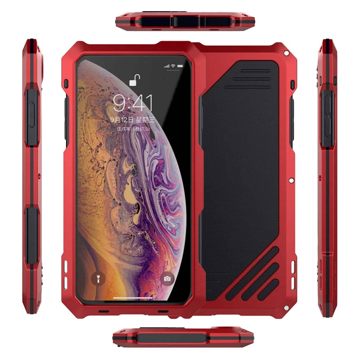 

Full Protection Aluminum Metal Cover Case for iPhone XR XS Max With 3 Lens Wide-Angle Fisheye Macro Lens Photograph Cases