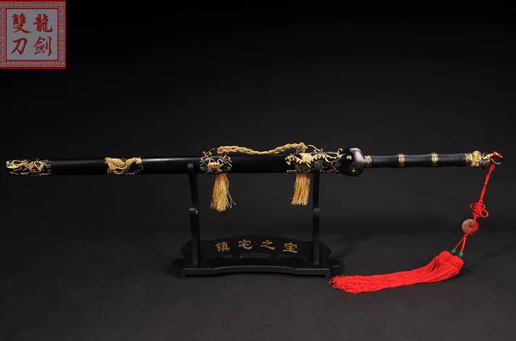 Китайский меч, деревянные ножны, нож из черного сплава, дамасская сталь/xuanwu jian