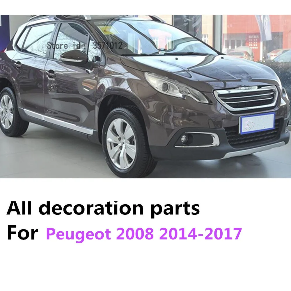 

Top quality car styling body cover stick trim ABS chrome door inner handle bowl frame 4pc For Peugeot 2008 2014 2015 2016 2017