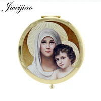 jweijiao the birth of the world classic painting venus round metal glass cabochon folding double sides pocket mirror vm32