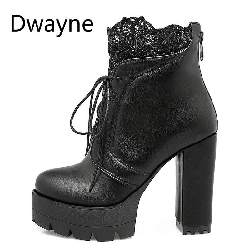 Dwayne/2019 г. осенние женские ботинки на платформе со шнуровкой черные весенние