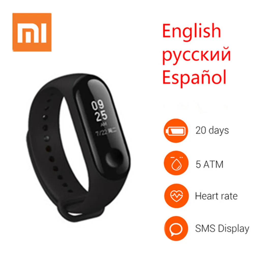 Новый подарок Xiaomi mi band 3 фитнес трекер умный Браслет 0 78 &quotOLED сенсорный экран 50 м