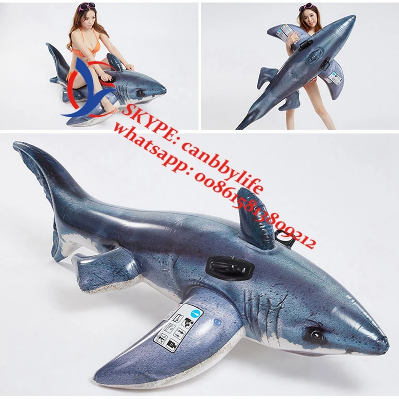 Сверхмощный Intex надувной большой белый Акула всадник езда на пляже воды игрушка надувной бассейн Акула плавающий