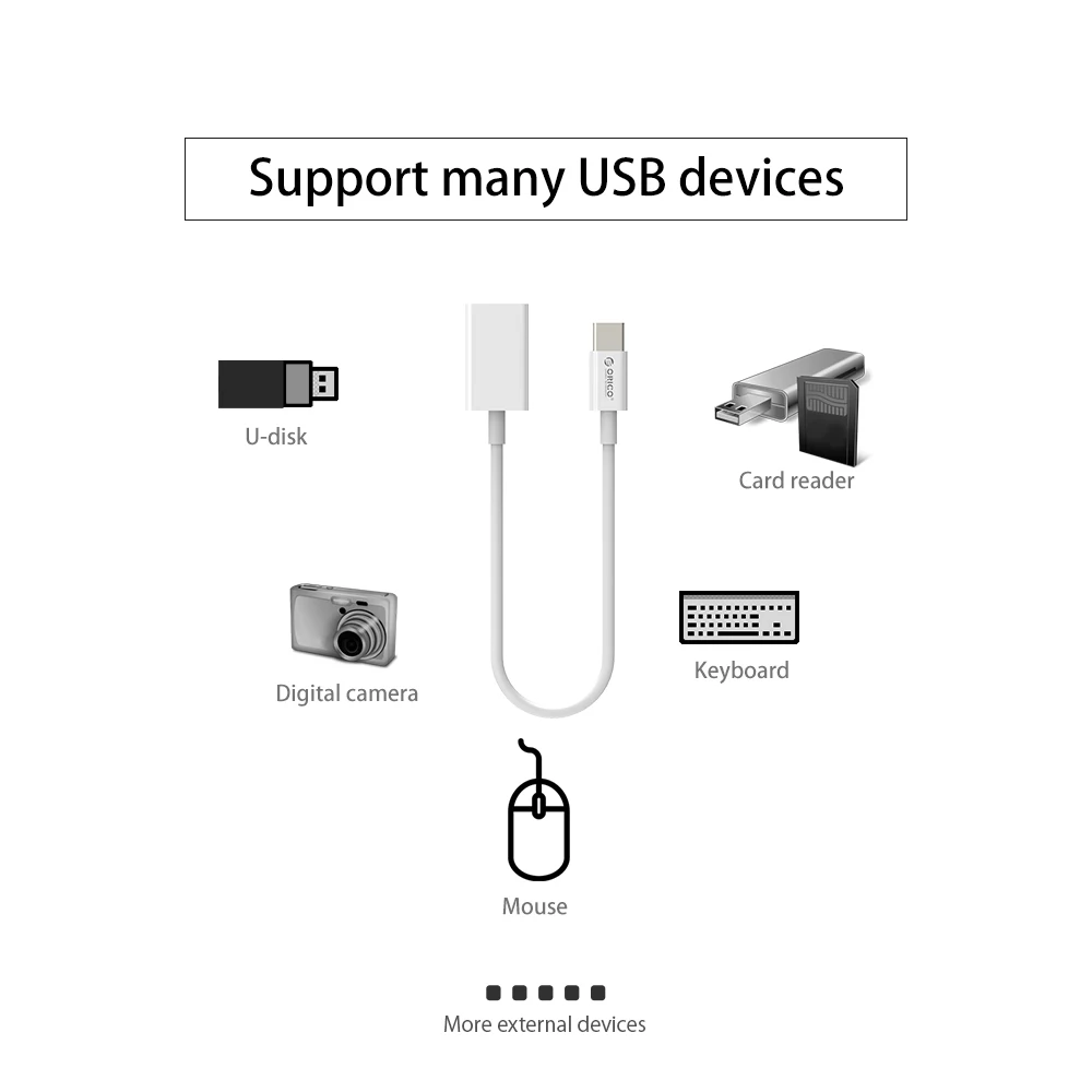 Зарядный кабель ORICO CT2 type-C к OTG usb 2 0 для MacBook удлиненный u-диск мышка белый зарядки