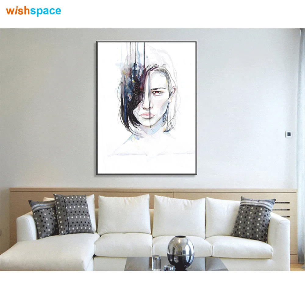 Акварельный поп арт Mordern рисунок Красота Девушка Холст плакат печать картина