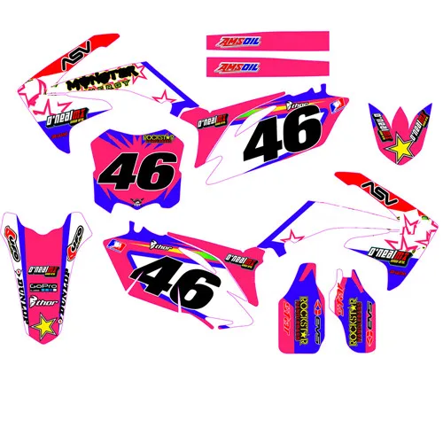 Number 46 Глянцевый Графический номер на заказ& фоны Наклейка для Honda CRF250R CRF250 2010 2011 2012 2013 CRF 250R CRF 250 R - Цвет: Number 46