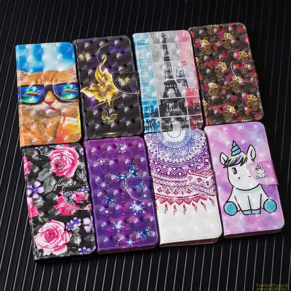 3D окрашенный глянцевый кожаный чехол Бумажник для телефона Redmi 6 6A Note 4 5A tok husa