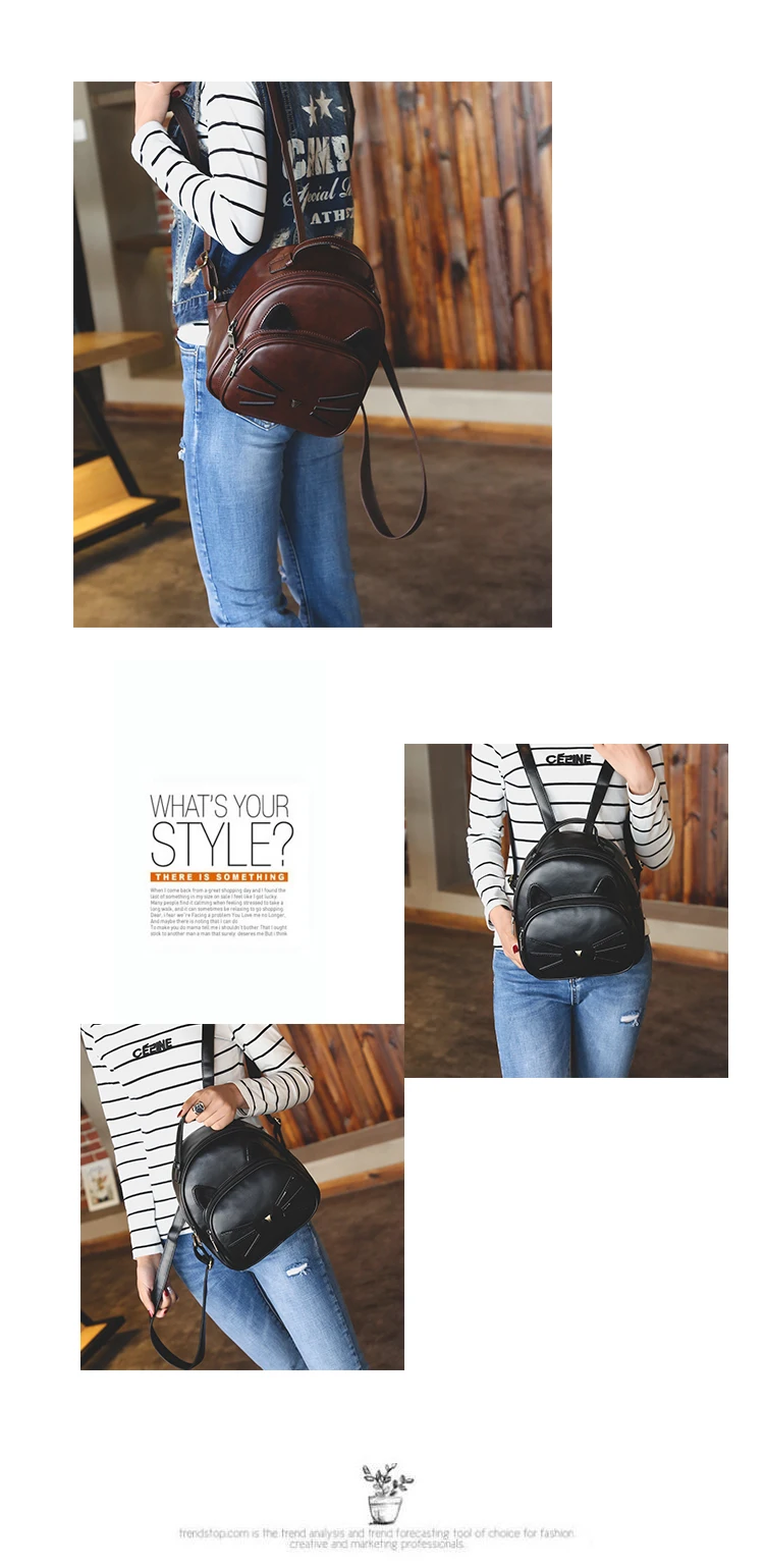 Fzmбаи Mochila Mujer Ретро котенок шаблон Женский рюкзак корейская мода все-матч школьный рюкзак