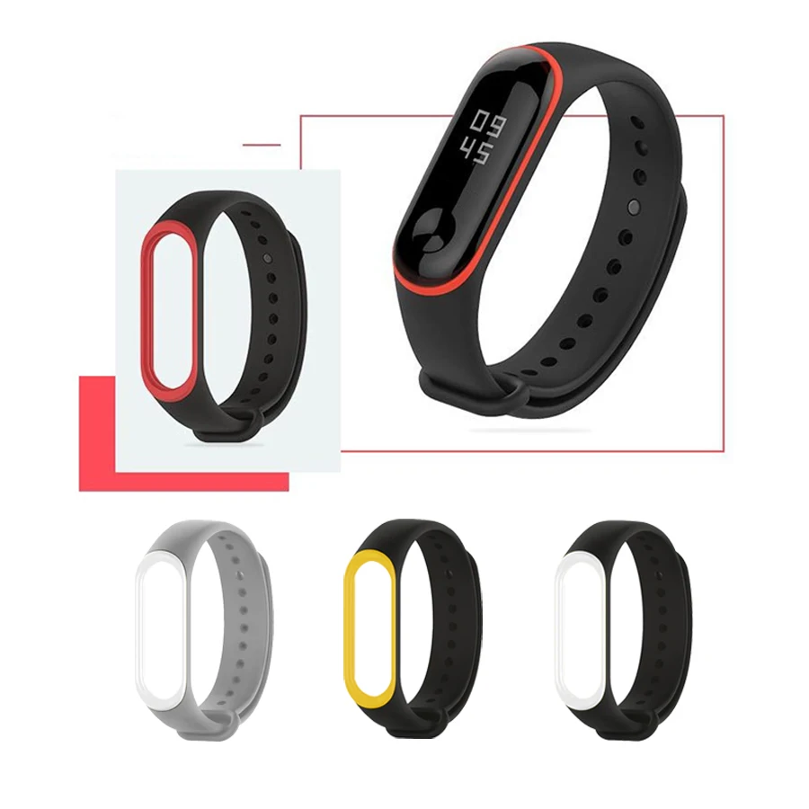 Ремешок для Xiaomi Mi Band 3 4 сменный силиконовый ремень двух цветов Аксессуары