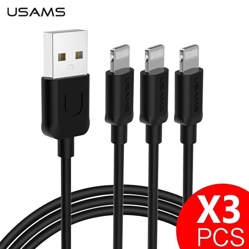 USAMS 3 шт./лот USB кабель для iPhone X XS XR MAX 1 м 0 25 синхронизации данных и зарядки ipad iphone 8 7 6