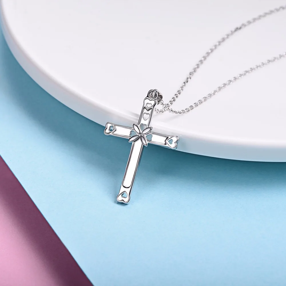 Серебряное изящное ожерелье с крестом подвеска из стерлингового серебра 925 пробы