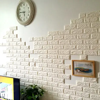 Белые 3D кирпичи клейкая настенная наклейка мягкая пена панели обои Декор