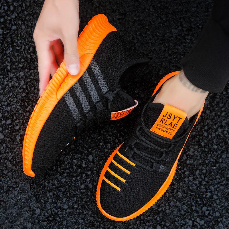 KLYWOO Sneakers for Men Casual Shoes Flyknit Mesh Breathable Mens Lace up Trainers zapatillas hombre | Обувь