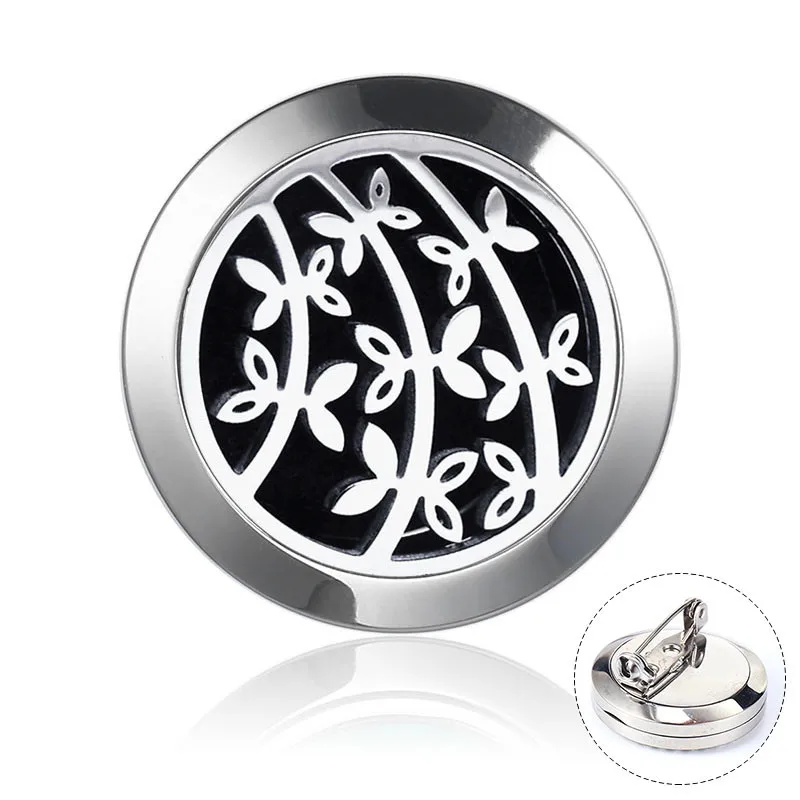 brooch 19 Дерево жизни эфирное масло диффузор Броши Кристалл ароматерапия диффузор нержавеющая сталь магнитный Медальон цветочный ароматизатор брошь - Окраска металла: brooch 19