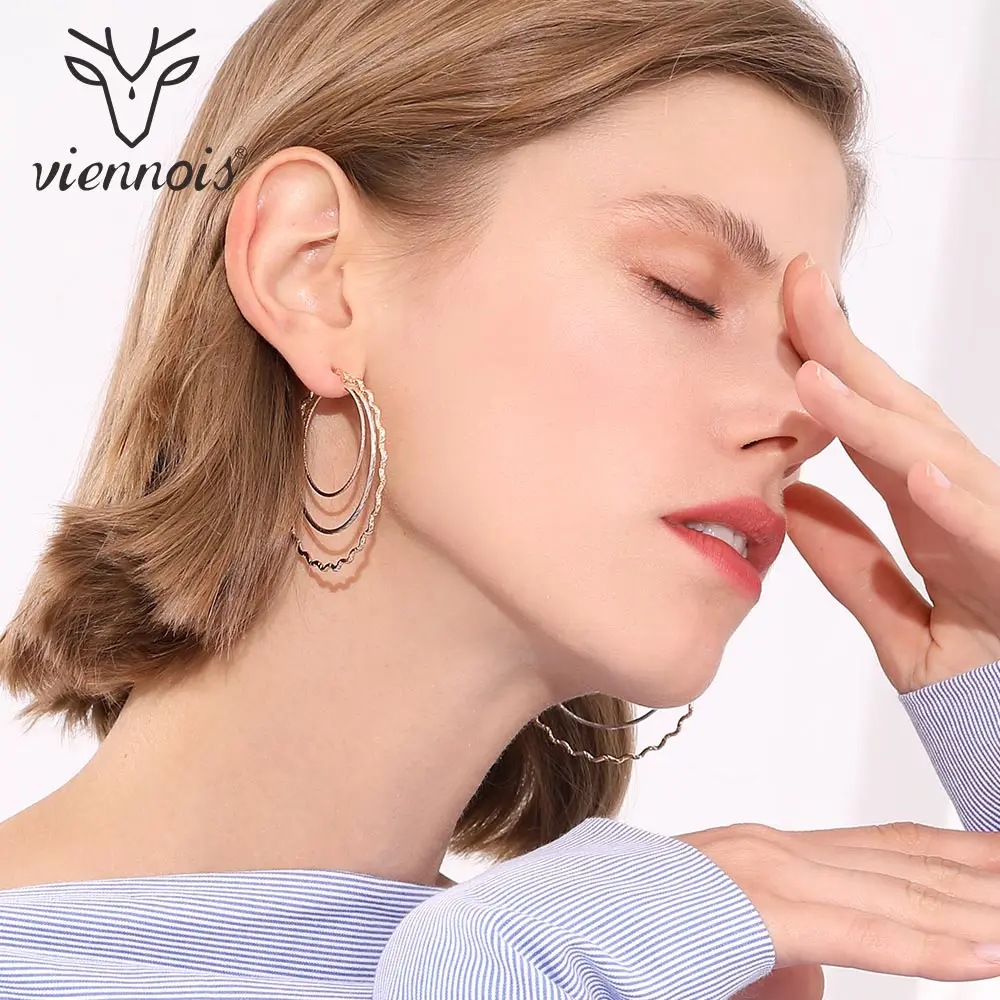 Viennois, большой скрученный круг, розовое золото, Разноцветные серьги-кольца для женщин, модные круглые серьги, ювелирное изделие