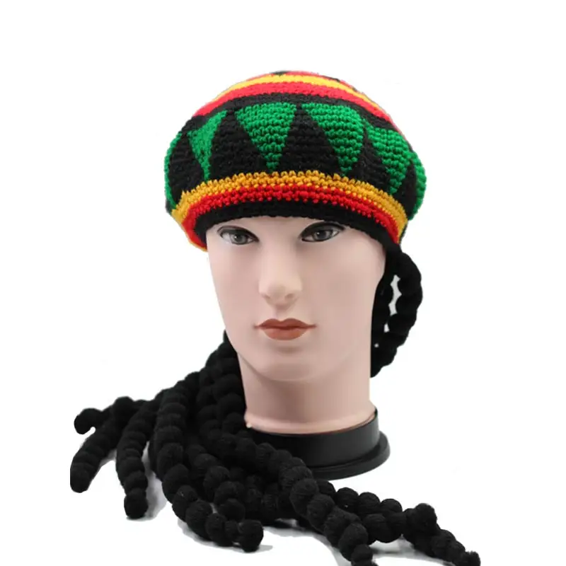 Шапка с дредами Jamaica Rasta Gorro, громоздкая шапка, зимняя теплая вязаная разноцветная полосатая шапка в стиле хип-хоп