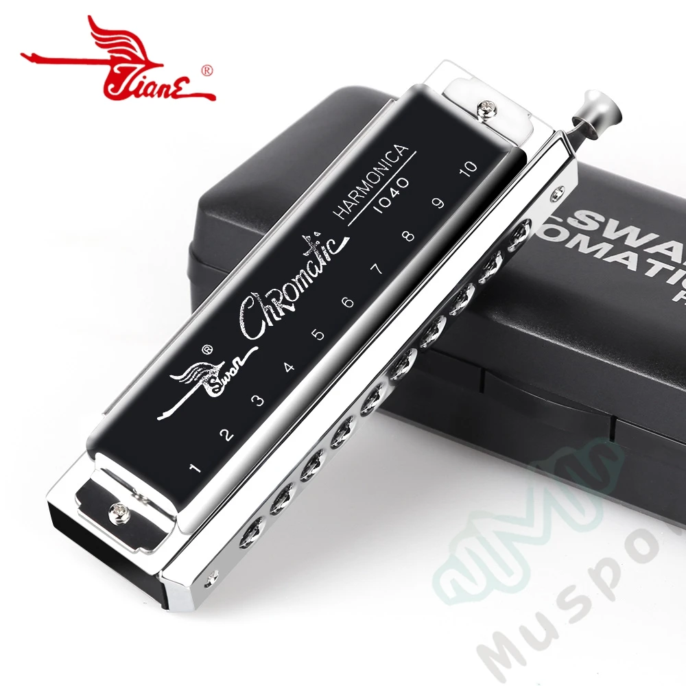 Лебедь хроматический ключ C Гармоника 10 отверстий 40 тонов рот органа серебра с