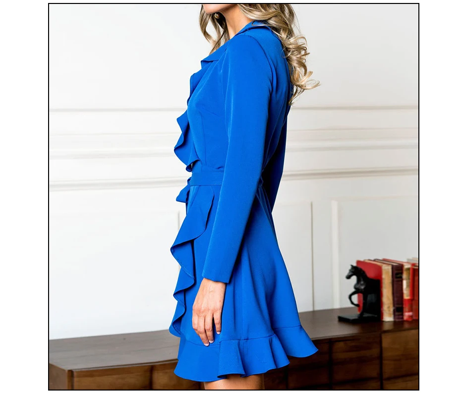 Женское модное мини платье с оборками женское повседневное однотонное V образным