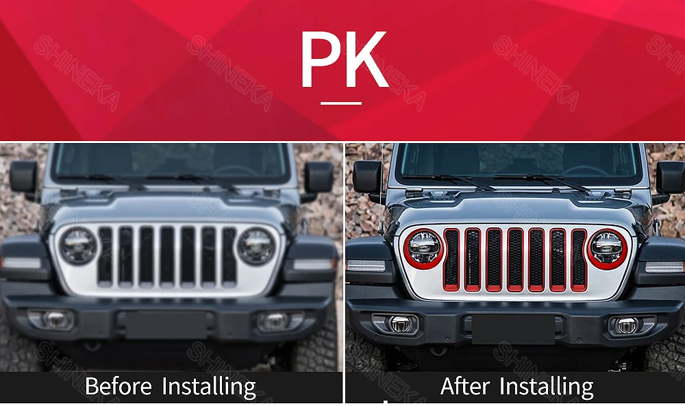 SHINEKA гоночные грили для Jeep Wrangler JL 9 шт. передние грили вставки планки решетка кольца фары крышка защита абсолютно