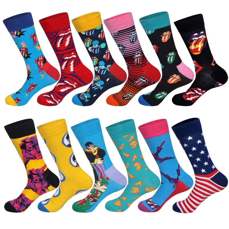 LIONZONE новинка повседневные Модные мужские носки из чесаного хлопка 12 пар/лот