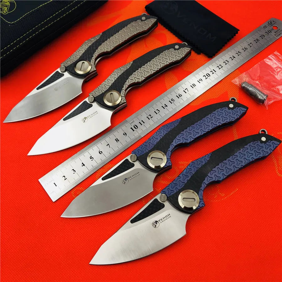 Складной нож VENOM BONE DOCTOR M390 Titanium CF Flipper уличный Карманный кухонный для кемпинга