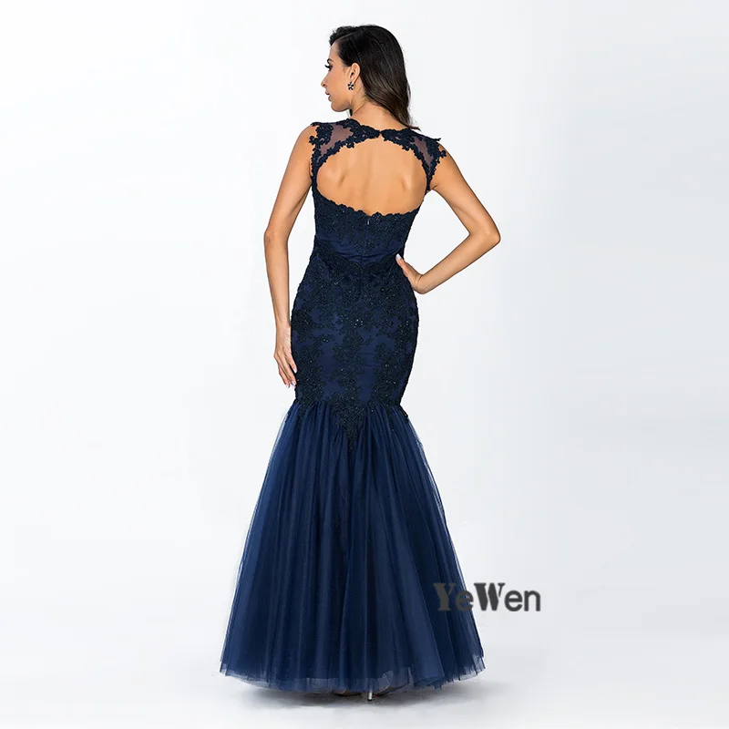 2018 глубокий синий Рождество Дубай сексуальный жилет рыбий хвост Вечерние платья