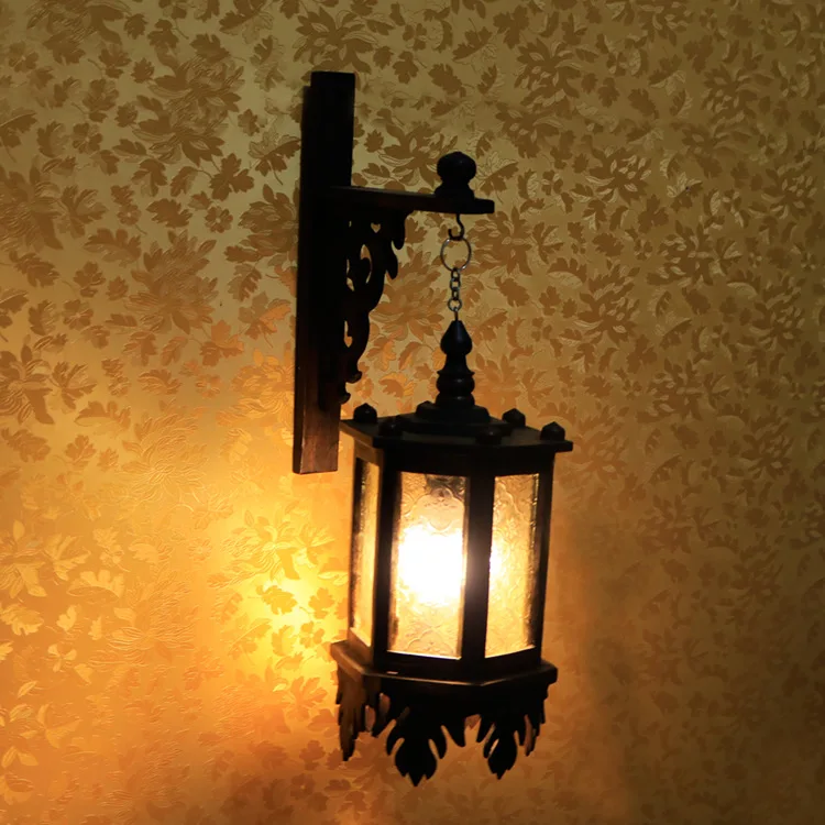 Настенная люстра из массива дерева в Юго-Восточной Азии ретро стеклянная для