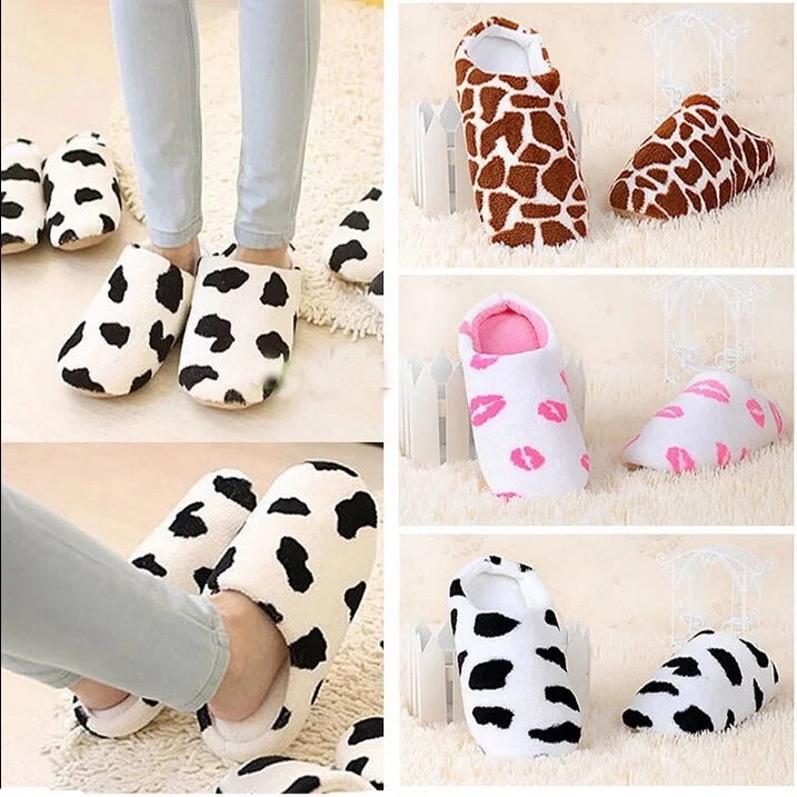 Женская зимняя домашняя обувь Теплые плюшевые домашние мягкие хлопковые тапочки