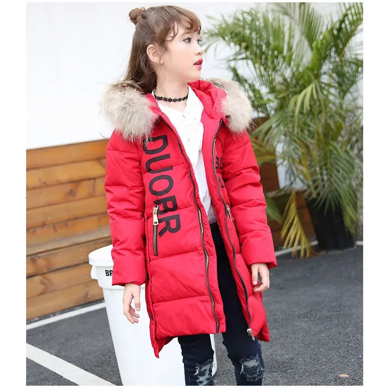 2017 зимние куртки с длинными рукавами для девочек модная одежда буквенным принтом