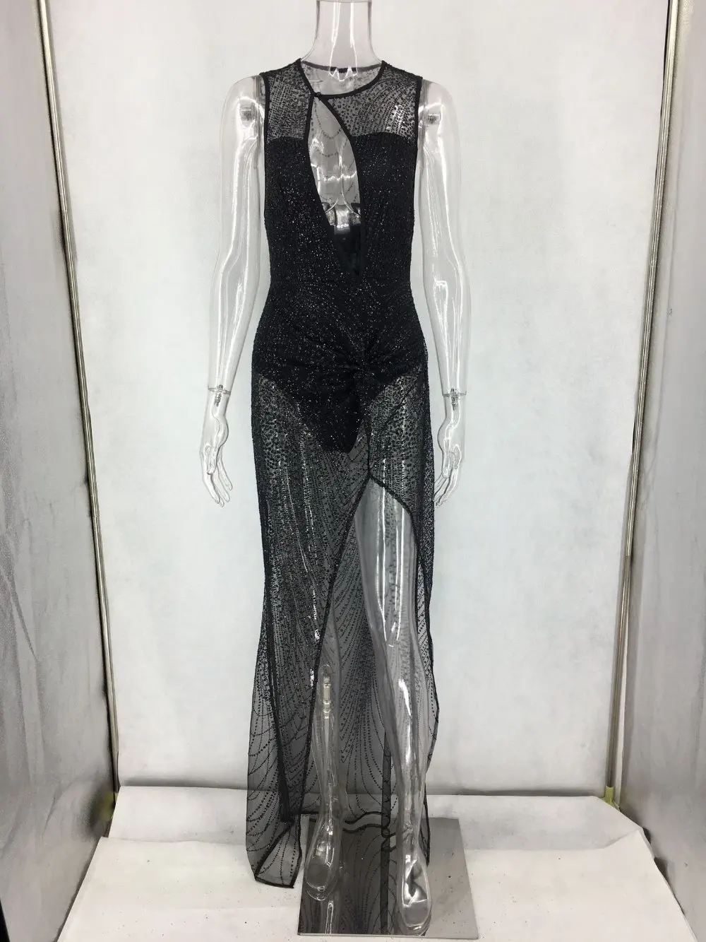 2 цвета сексуальные платья мода знаменитости ночной клуб Вечерние черные длинные