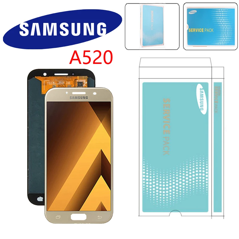 Оригинальный сенсорный ЖК экран 5 дюйма Super AMOLED для Samsung Galaxy A5 2017 A520 A520F дигитайзер