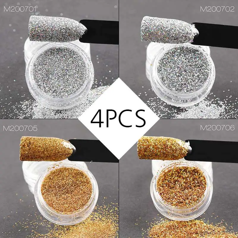 4PCS-01 Розалинд ногти аксессуары: гель голографический лак хром пигмент световой пудра с пайетками блестящее маникюрный набор блесток - Цвет: 4PCS-01