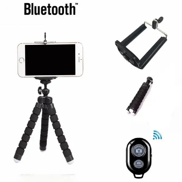 with remote control EastVita Мини Портативный Гибкий спонж Осьминог штатив кронштейн подставка крепление монопод+ держатель для телефона для камеры DSLR крепление r25 - Цвет: with remote control