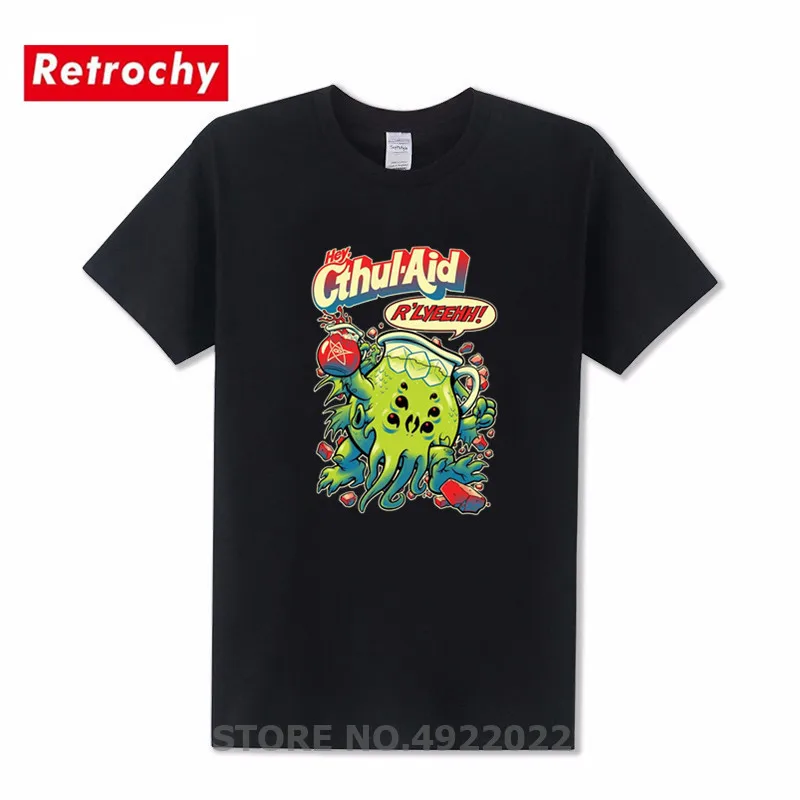 Потрясающая дизайнерская короткая футболка Cthulhu Aid Мужская из чистого хлопка с