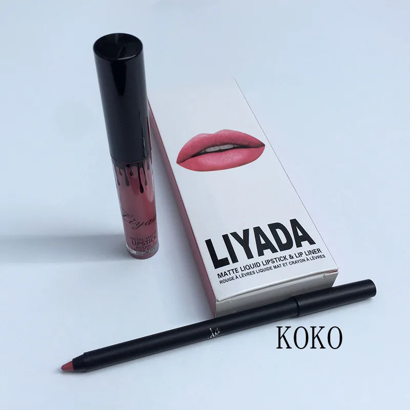 Лидер продаж года liyada Марка жидкая матовая помада комплект Lips Pencil Губы Макияж Lasting Водонепроницаемый Коврики ручка блеск для губ Косметика